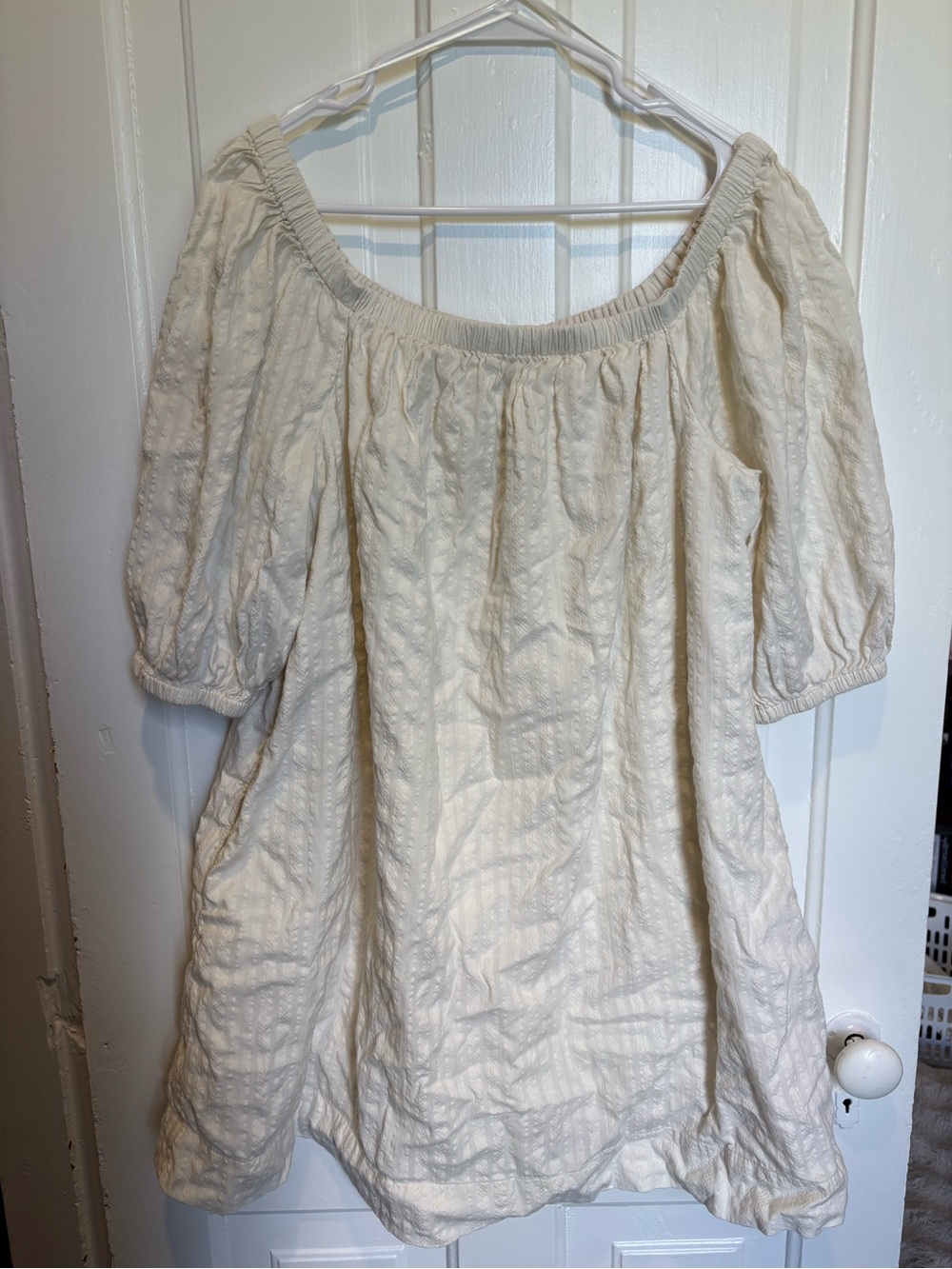 Women's Cream Off-Shoulder Peasant Dress